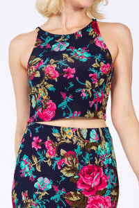 Women's Two-piece Camellia Floral Skirt Set