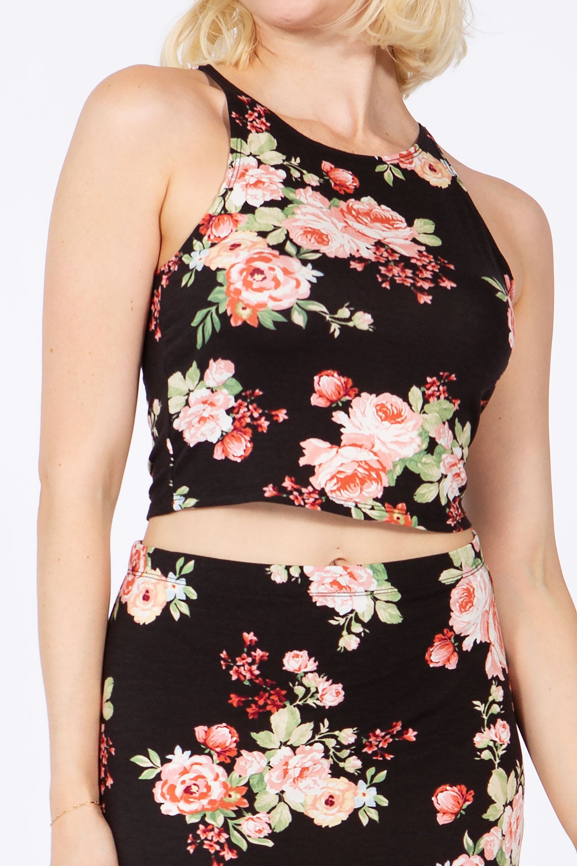 Women's Two-piece Camellia Floral Skirt Set