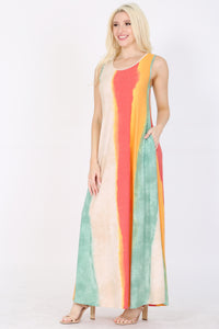 Women's Maxi Dress line A sleeveless and pockets on the sides