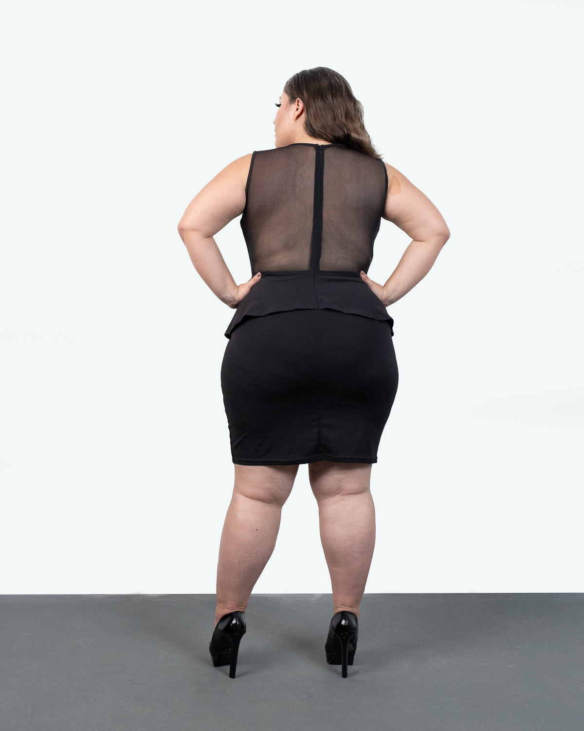 black mesh peplum dress Black Lace Dress - Peplum Maxi Dress - Bustier Lace-Up Dress